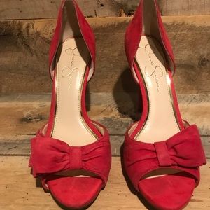 Cute Jessica Simpson Red/Bright Pink Heels